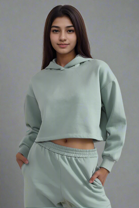 Solid Crop Hoodie